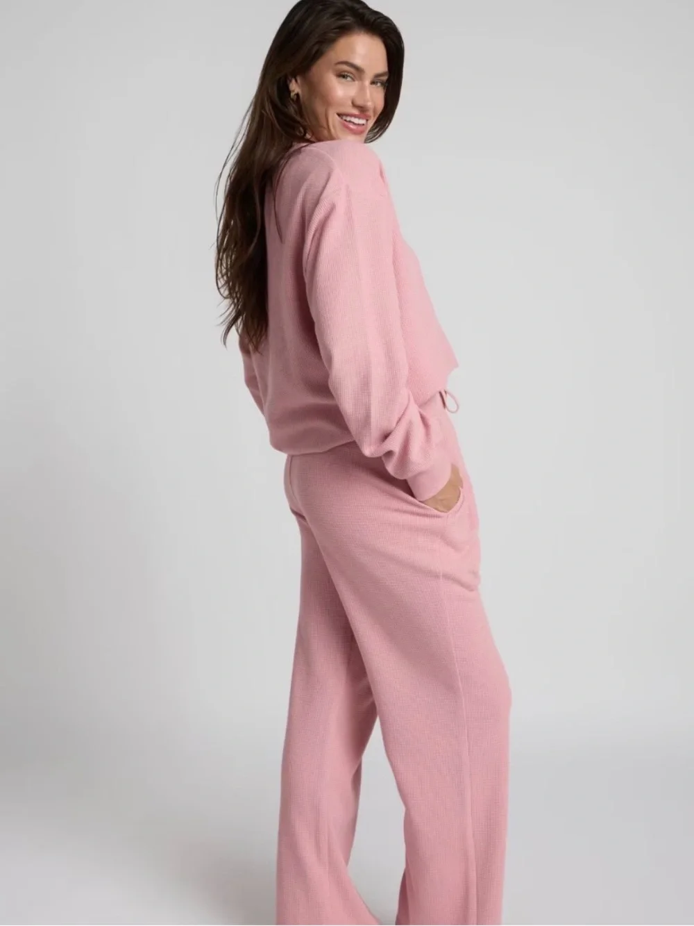 Comfrt Waffle Long Sleeve & Lounge Set- Size Medium - Picture 2 of 6